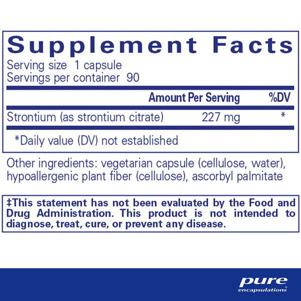Pure Encapsulations Strontium 227 mg supplement ingredients
