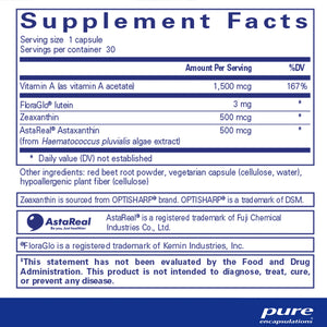 Pure Encapsulations Vitamin A + Carotenoids supplements facts