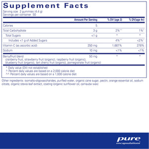 Pure Encapsulations Vitamin C gummy supplements facts