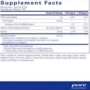 Pure Encapsulations Vitamin D gummies supplements facts