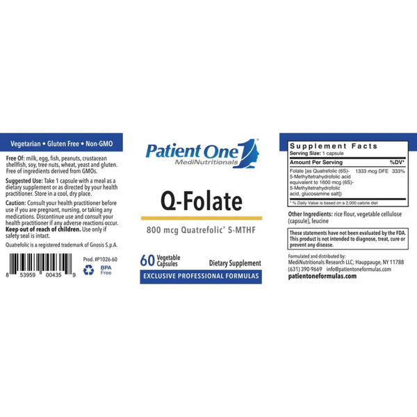 Q-Folate 800mcg (as 5-MTHF Quatrefolic) by Patient One
