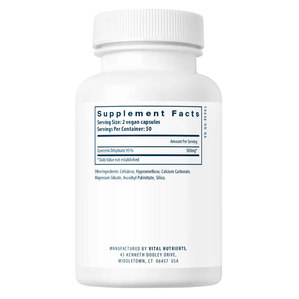 Ingredients of Quercetin 250mg Dietary Supplement - Quercetin dihydrate 500mg Per Serving