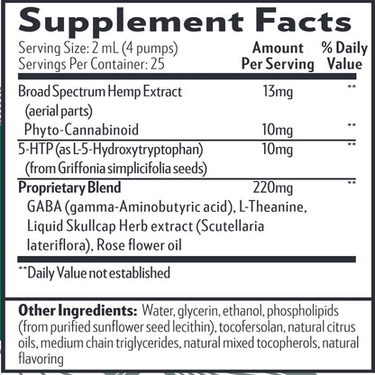 QuickSilver Scientific Hemp Synergies AX 1.7 oz supplements facts