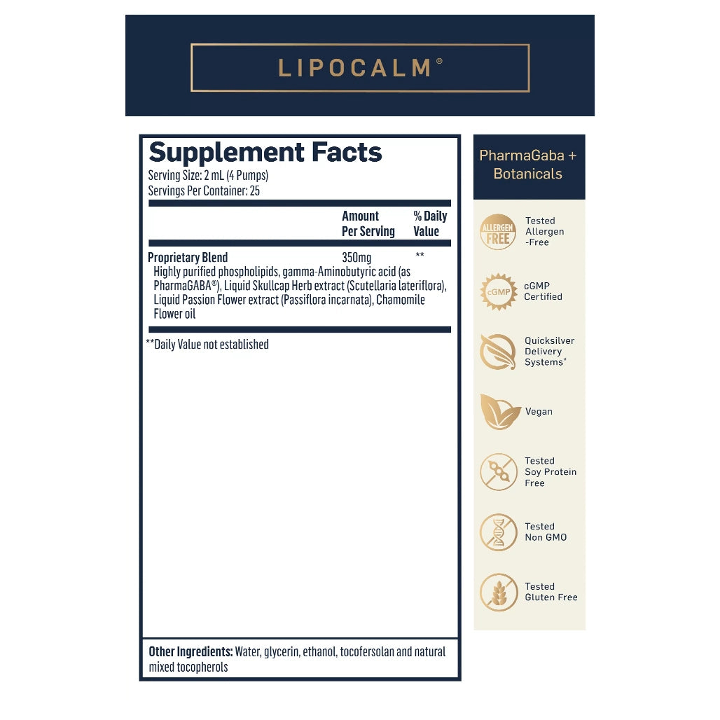 QuickSilver Scientific LipoCalm 1.7 oz supplement facts