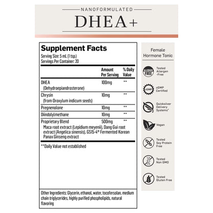 QuickSilver Scientific Nanoformulated DHEA+ 100 ml supplement facts