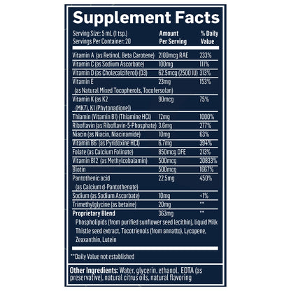 QuickSilver Scientific Ultra Vitamin Liposomal 3.38 oz supplement facts