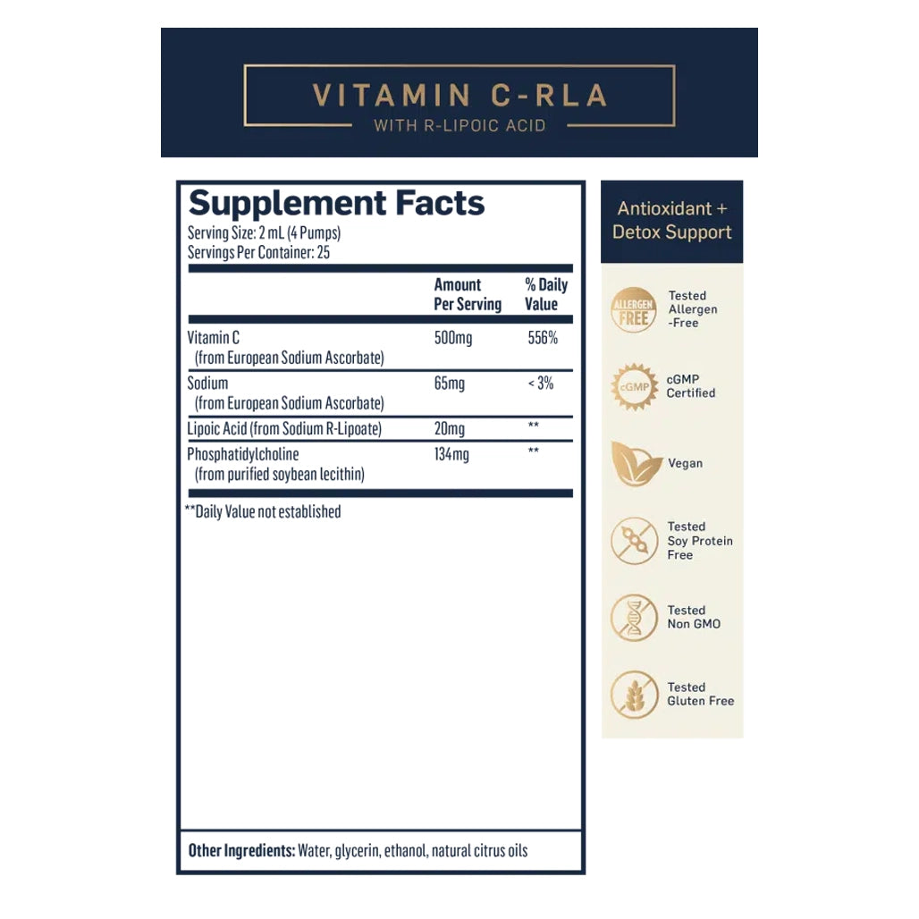 QuickSilver Scientific Vitamin C RLA Liposomal 1.7 oz supplement facts