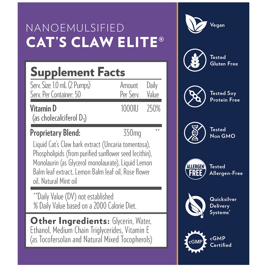 QuickSilver Scientific Cat's Claw Elite Supplement Ingredients