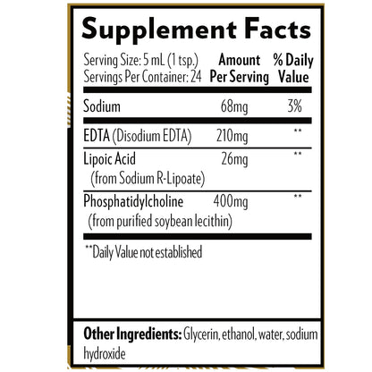 QuickSilver Scientific Liposomal EDTA with R Lipoic Acid 4 oz supplements facts