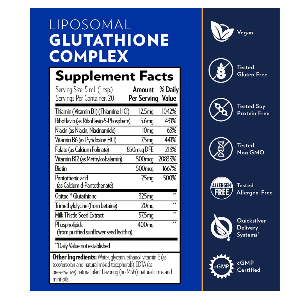 QuickSilver Scientific Glutathione Complex 3.38 oz supplement facts