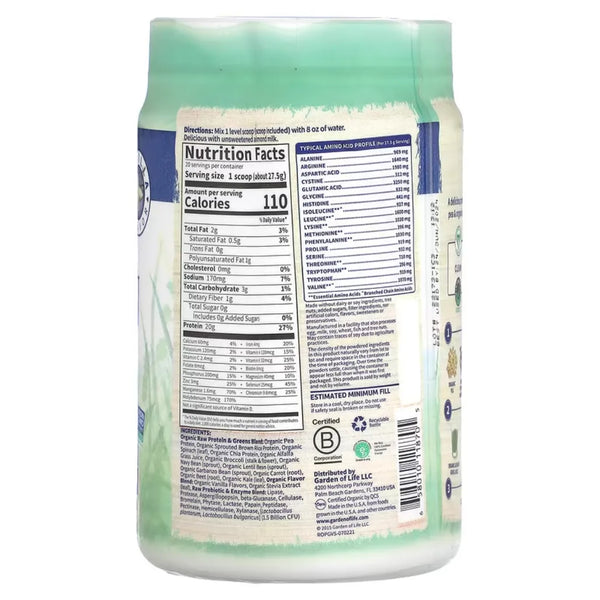 RAW Protein and Greens Vanilla Garden of life