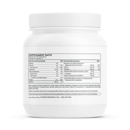 Thorne RecoveryPro Chocolate 16.7 oz supplement facts