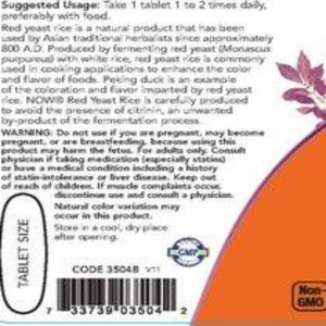 Red Yeast Rice 1200 mg Dietary Supplement NOW