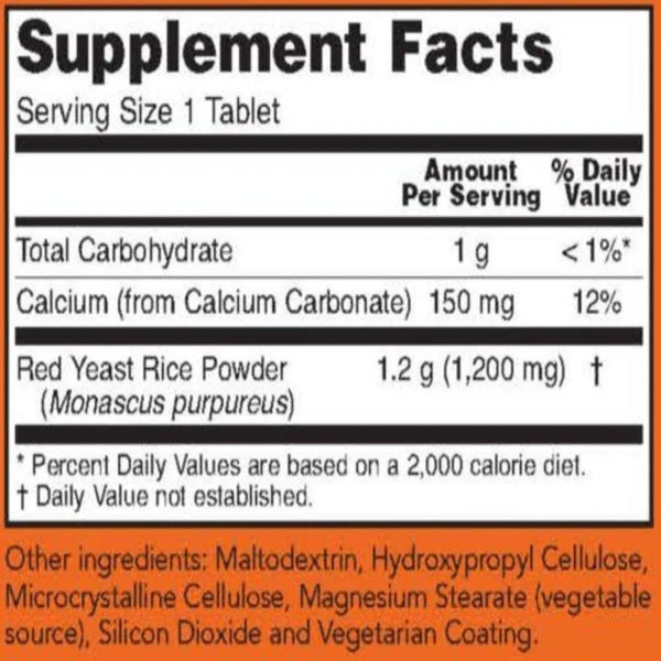 Red Yeast Rice 1200 mg Dietary Supplement NOW