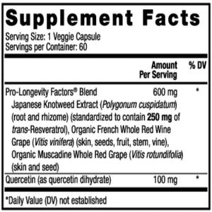 Resveratrol 250mg Reserveage Nutrition