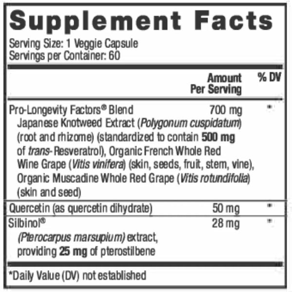 Resveratrol w/ Pterostilbene 500 mg - Reserveage
