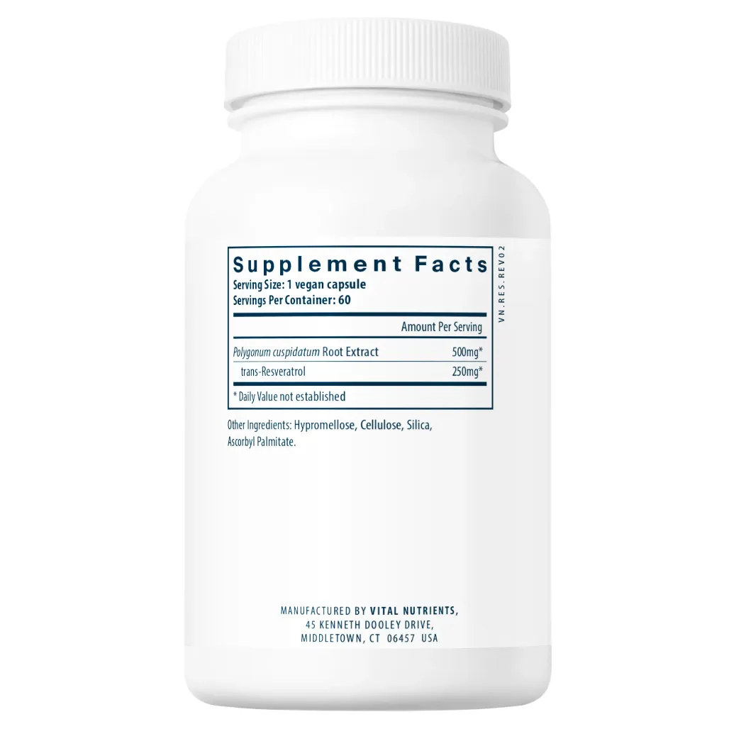 Ingredients of Resveratrol Ultra High Potency Dietary Supplement Polygonum cuspidatum Root Extract 500mg