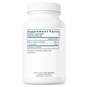 Ingredients of Resveratrol Ultra High Potency Dietary Supplement Polygonum cuspidatum Root Extract 500mg