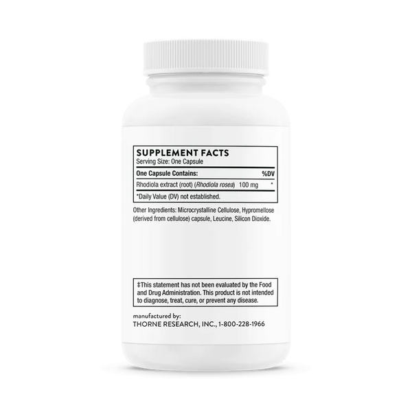 Thorne Rhodiola 60 caps supplement facts