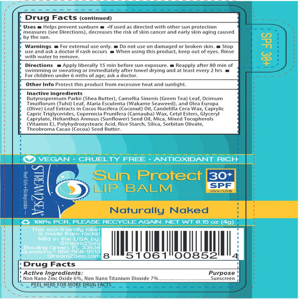 SPF 30 Lip Balm Natural Naked Stream2Sea