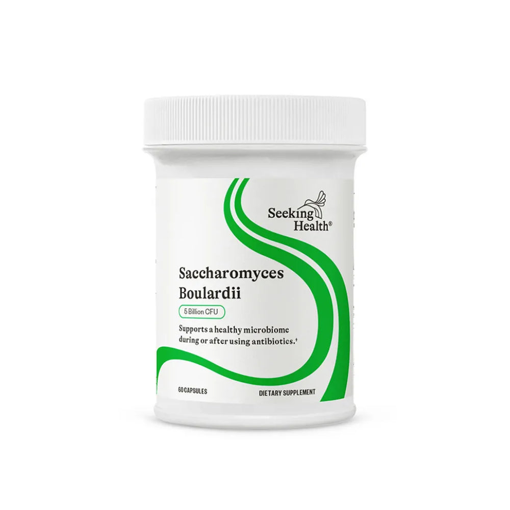 Seeking Health Saccharomyces Boulardii 60 capsules probiotic supplement supporting healthy gut microbiome and digestive balance.
