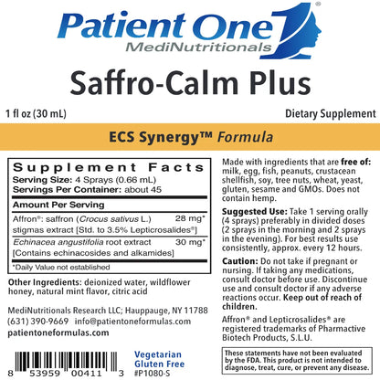 Saffro-Calm Plus by Patient One - 1 oz | Stress and Mood Support