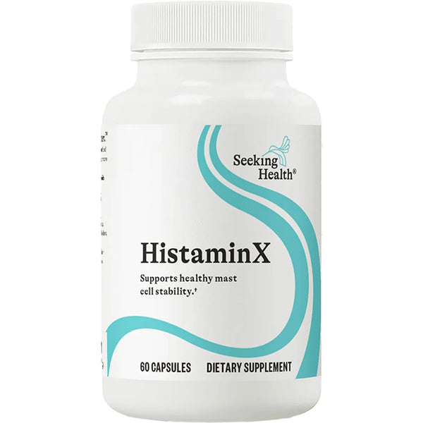 HistaminX by Seeking Health – advanced formula with quercetin, luteolin, nettle extract and bromelain for histamine regulation and airway health.