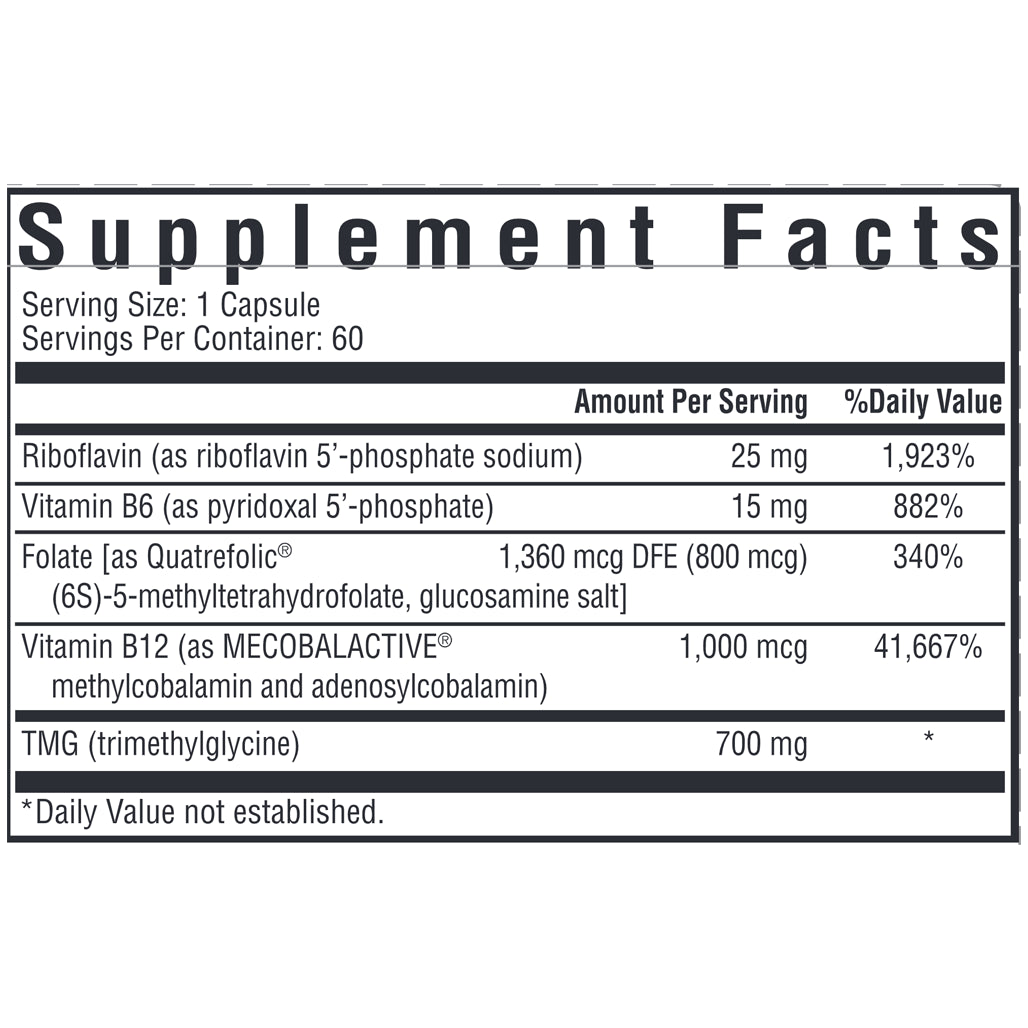 Seeking Health HomocysteX Plus Dietary Supplement Ingredients - Riboflavin 25mg, Vitamin B6