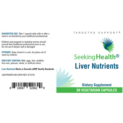 Benefits of Liver Nutrients - 60 Veg Capsules | Seeking Health | Supplement to liver function
