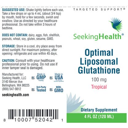 Optimal Liposomal Glutathione Tropical 500 mg Seeking Health