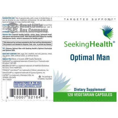 About Optimal Man by Seeking Health - 120 Vegetarian Capsules | Support Healthy Fertility