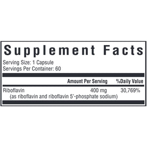 Ingredients panel for Seeking Health Riboflavin high-potency vitamin B2 formula