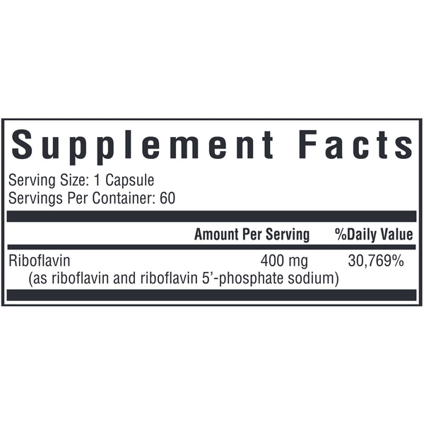 Ingredients panel for Seeking Health Riboflavin high-potency vitamin B2 formula