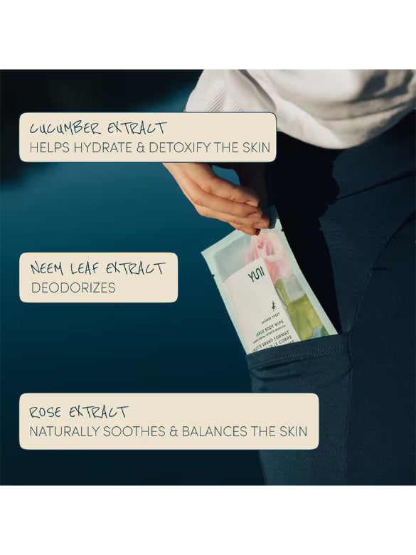 Shower Sheets, Large Body Wipes - Rose & Cucumber - 1 Box of 12 Wipes