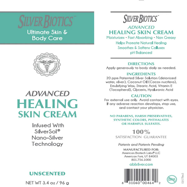 Silver Biotics Skin Cream Unscented American Biotech Labs