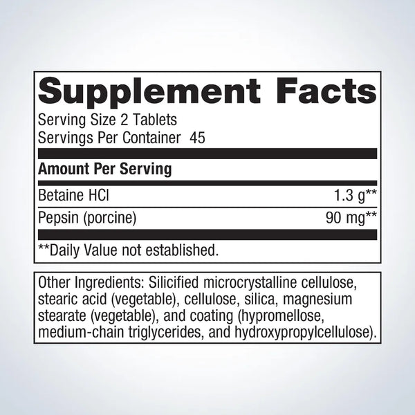 SpectraZyme-Betaine-HCI+Pepsin--metagenics supplement facts