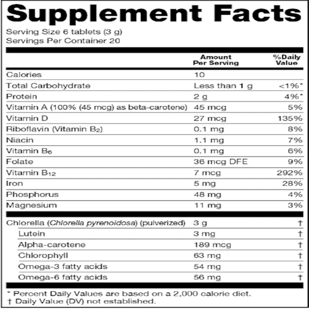 Sun Chlorella 500mg 120tab Sun Chlorella USA