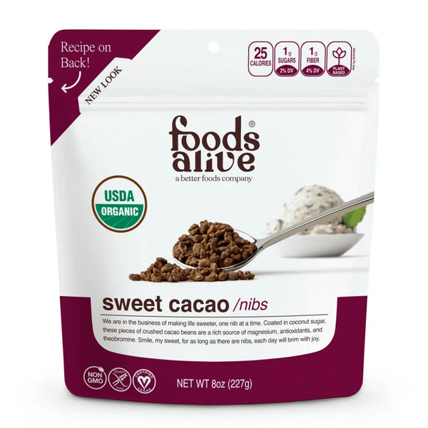 Sweet Cacao Nibs Organic by Foods Alive at Nutriessential.com