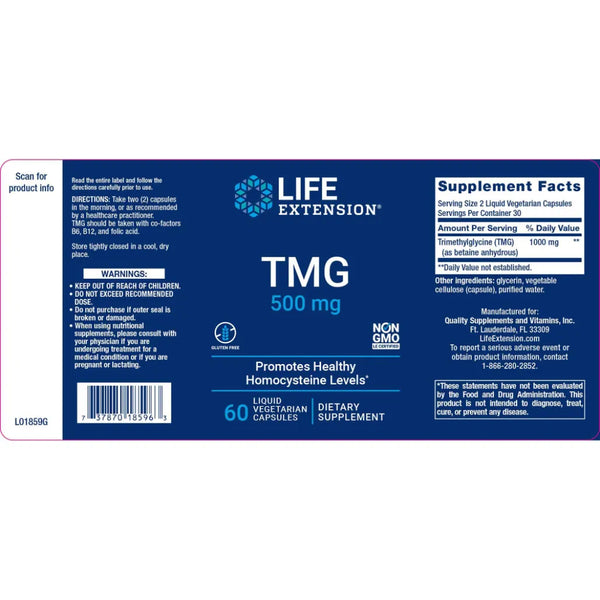 TMG 500mg by Life Extension