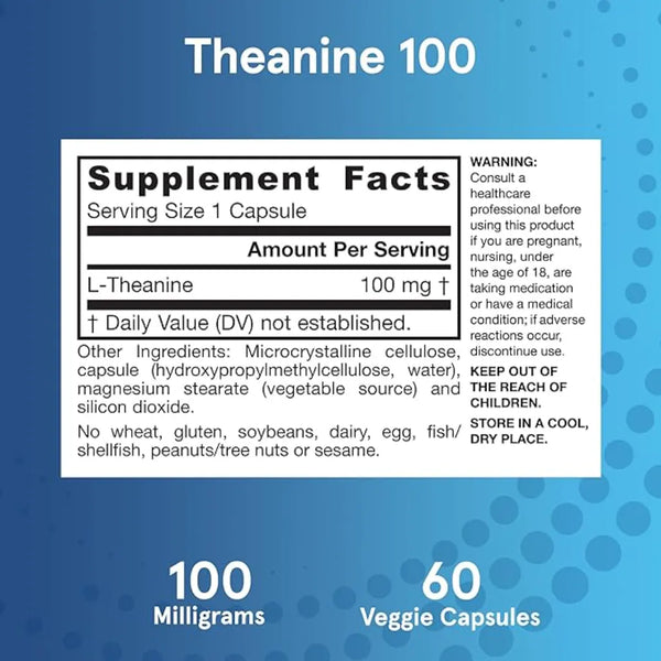 Ingredients of Theanine 100 mg Dietary Supplement - L-theanine 100 mg