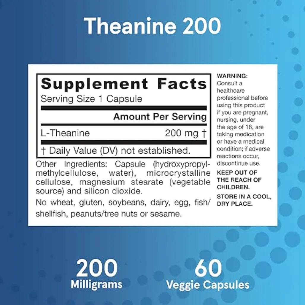 Ingredients of Jarrow Formulas Theanine 200 mg Dietary Supplement - L-Theanine 200mg