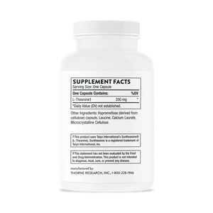 Ingredients of Thorne Theanine Dietary Supplement - L Theanine 200mg