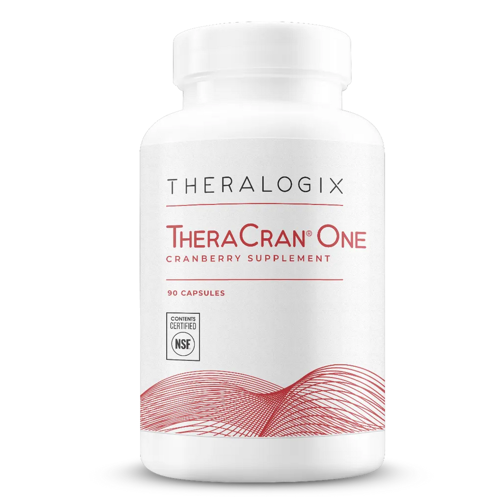 Theralogix TheraCran One – once-daily cranberry supplement (500 mg extract) certified for UTI prevention and bladder health.