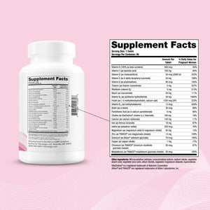 Theralogix TheraNatal Core Preconception supplement facts – complete prenatal formula supporting fertility, conception, and early pregnancy health.