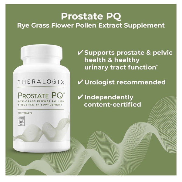 Prostate health supplement with rye grass flower pollen extract and quercetin capsules