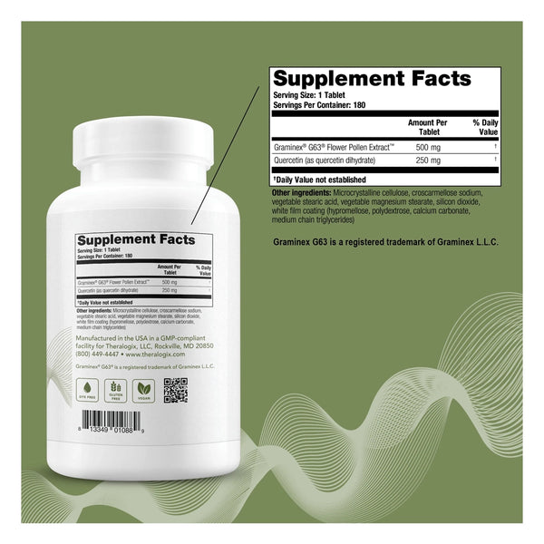 Prostate PQ supplement facts image with rye grass flower pollen and quercetin for prostate support