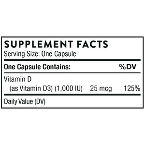 Thorne D-1,000 90 vegcaps supplement facts