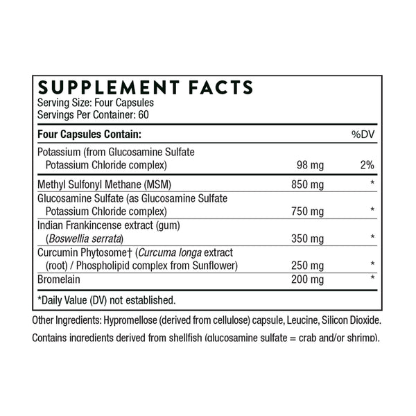 Thorne Joint Support Nutrients 240 vegcaps supplement facts