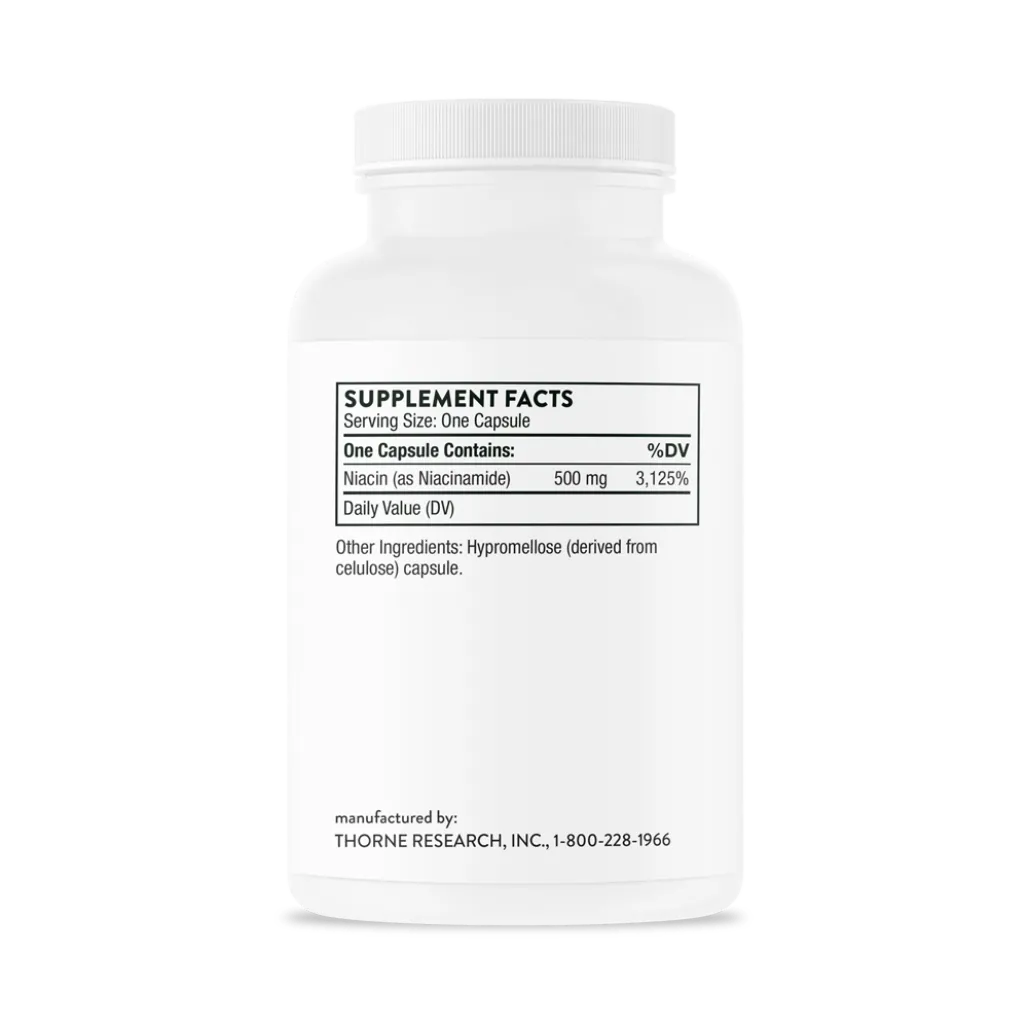 Thorne Niacinamide 180 vegcaps supplement facts