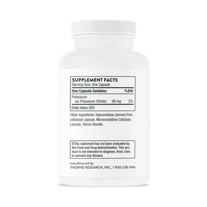 Thorne Potassium Citrate 90 Vegcaps supplement facts